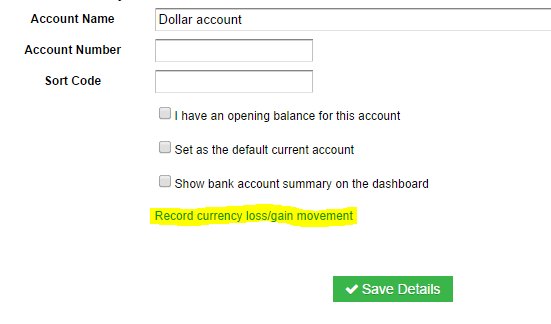 Foreign Currency Bank Account Account Differs To Nominal Support - 